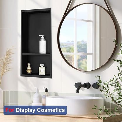 Shower Niche, Stainless Steel Elegant Bathroom Niche, No Tile Needed Recessed Shower Shelf Organizer for Storage