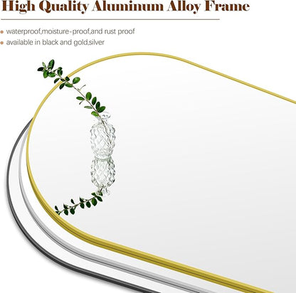 Arched Bathroom Mirror, 30"x48" Silver Arched Mirror for Bathroom, Wall Mounted Mirror, Silver Vanity Wall Mirror w/Metal Frame for Bedroom, Entryway, Living Room, Hanging or Leaning Against