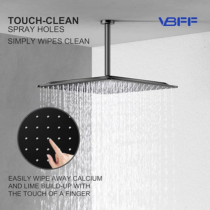 VBFF-Shower Head,rain shower head, 16 inch- Square Shower Head, 1.8 GPM Flow Rate, rainfall showerhead,VBFF10 (Matte Black)