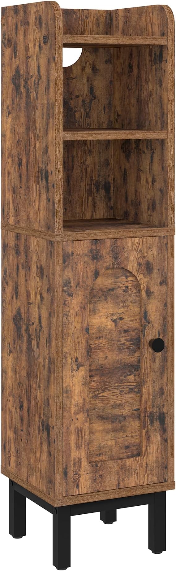 Bathroom Storage Cabinet, Small Corner Floor Cabinet with Door and Shelves, Narrow Toilet Paper Holder, Bathroom Organizer with Adjustable Shelf, for Small Spaces, Rustic Brown BC08201X