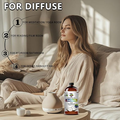 Coconut Essential Oil (16 oz / 480 ml) – Coconut Oils for diffusers, humidifiers, Home Baths, Cleaning Products, Yoga, DIY Soaps and DIY Scented Candles