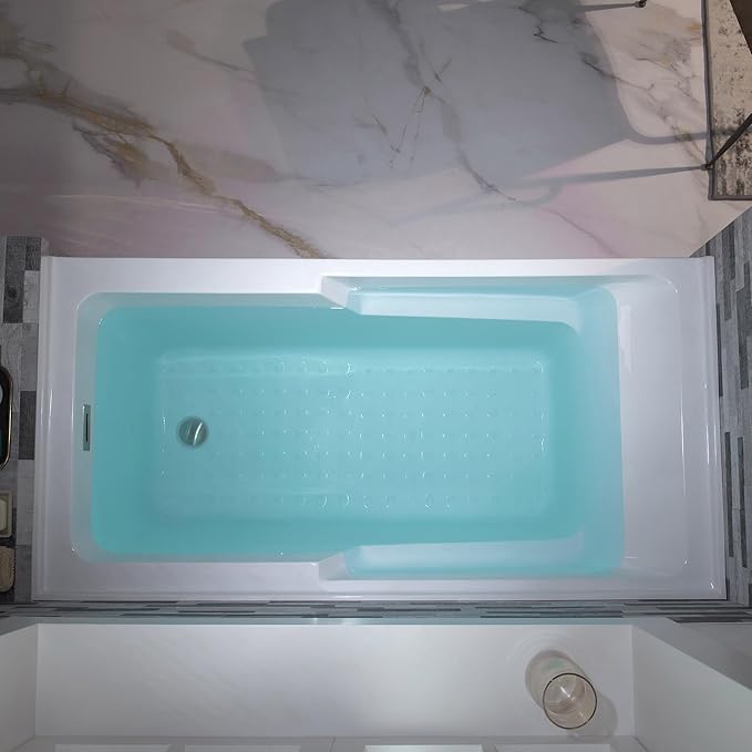 WOODBRIDGE 54" Acrylic Rectangular Alcove Soaking Bathtub in White with Right Drain, Brushed Nickel Pop-Up Drain Included BA5430R
