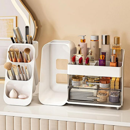 Makeup Organizer with Drawers for Vanity,Spacious Cosmetic Display Case,Perfect Storage Solution for Your Beauty Essential (White)
