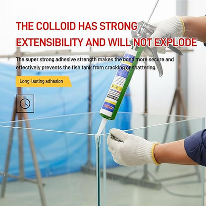 VGS067Aquarium Safe Silicone Sealant - 100% Waterproof Fish Tank Glue, Clear Structural Adhesive for Glass Building & Repair, High Strength Acidic Cure, (10.15 fl oz- Caulking Gun Required)