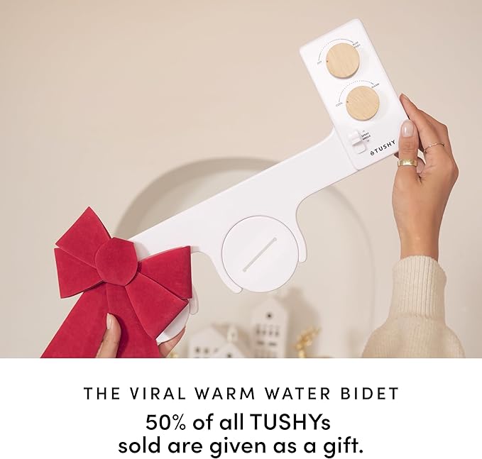 TUSHY 3.0 Spa Cool to Warm Water Bidet Attachment. Easy Universal Toilet Seat Install, Requires Sink Connection for Temperature Control. Fresh Self Cleaning Clean Water (Pink/Bamboo)