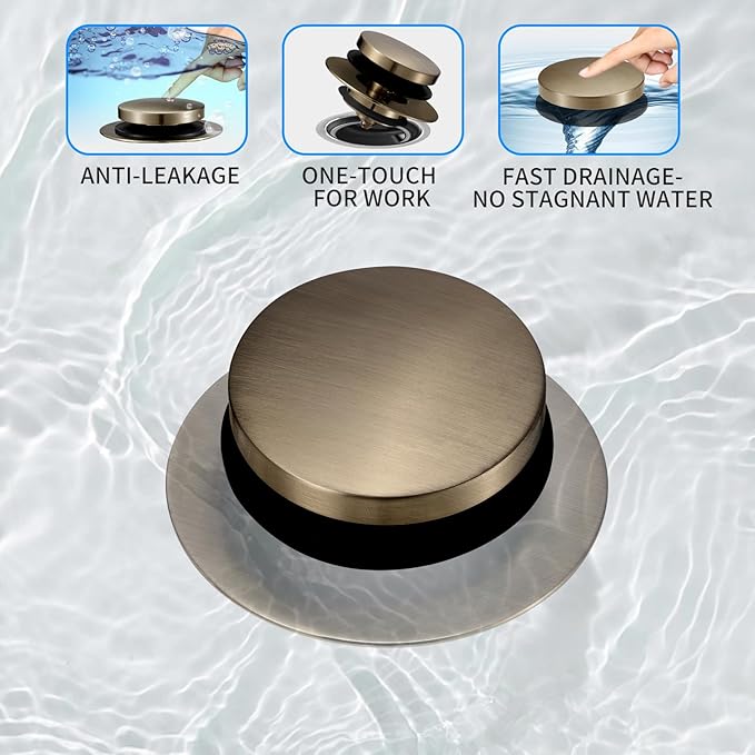 Bathtub Drain Stopper, Uxoz Universal Tub Stopper for Replacing Tip Toe/Trip Lever/Lift&Turn Tub Drain, Bath Tub Drain Stoppers Desiged for 1.5"-1.72" Drain Hole w/3 O-Rings, Brushed Silver