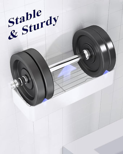 Kitsure Shower Caddy - 2 Pack Adhesive Shower Organizer, Rustproof Metal Shelves, No-Drill Bathroom Organizers and Storage, White, Large