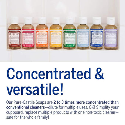 Dr. Bronner's - Pure-Castile Liquid Soap (Rose, 2 ounce) - Made with Organic Oils, 18-in-1 Uses: Face, Body, Hair, Laundry, Pets and Dishes, Concentrated, Vegan, Non-GMO