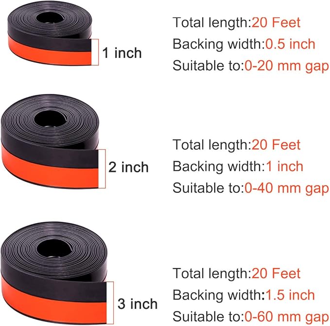 TORRAMI Silicone Door Sweep Draft Stopper 2 inch Width 20 Feet Length,Seal Insulation for Door Under Bottom, Gap, Side, Glass Shower Door, Sliding Door,Black