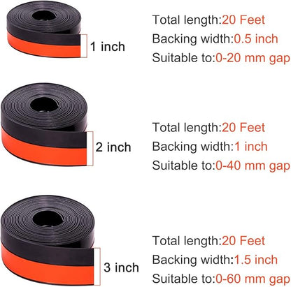 TORRAMI Wide Silicone Weather Stripping 3 inch Width 20 Feet Length, Draft Stopper Seal for Barn and Garage Door Under Bottom,Top, Sides, Black