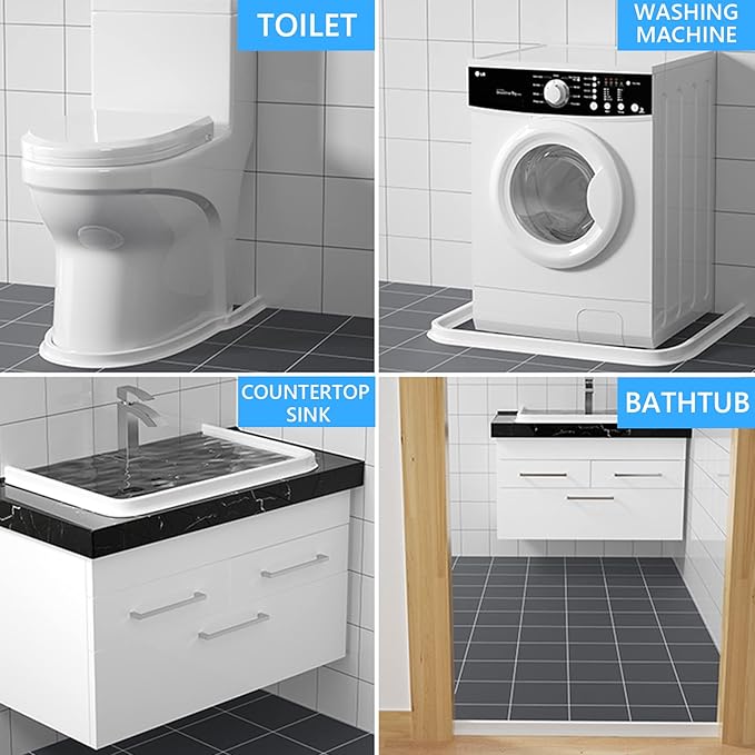 Duzzy 118 Inch Collapsible Shower Water Dam, Shower Threshold Water Stopper Barrier and Retention System and Keeps Water Inside Threshold Dry and Wet Separation, Suitable for Bathroom & Kitchen