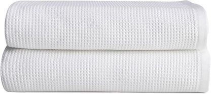 Cozy Earth Waffle Bath Sheets - 60% Cotton 40% Viscose from Bamboo Bath Sheets 40 x 65 Inches - Soft & Absorbent Terry, Reversible Mini Textured Waffle & Weave Pattern - 2 Pack
