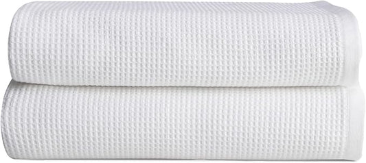 Cozy Earth Waffle Bath Sheets - 60% Cotton 40% Viscose from Bamboo Bath Sheets 40 x 65 Inches - Soft & Absorbent Terry, Reversible Mini Textured Waffle & Weave Pattern - 2 Pack