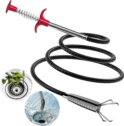 Drain Snake 116 Inch Flexible Claw Grabber Tool with 4 Claws Bendable Hose - Flexible Grabber Claw Pick Up Reacher Tool for Clogged Drains Opener Cleaning