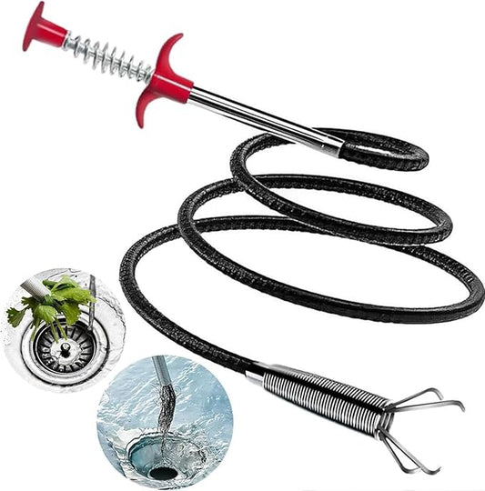 Drain Snake 116 Inch Flexible Claw Grabber Tool with 4 Claws Bendable Hose - Flexible Grabber Claw Pick Up Reacher Tool for Clogged Drains Opener Cleaning
