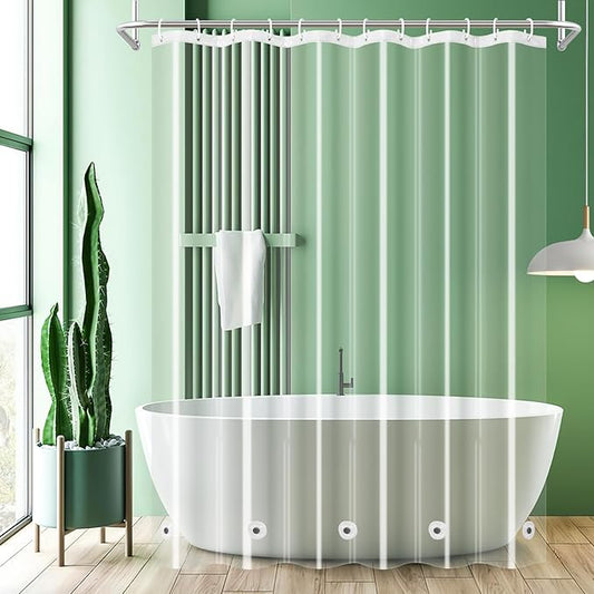 UFRIDAY Clear Extra Long Shower Curtain Liner 72 x 84 inches,Heavy Duty Waterproof Transparent Clear Bathroom Shower Liner with 5 Magnets Bottom.