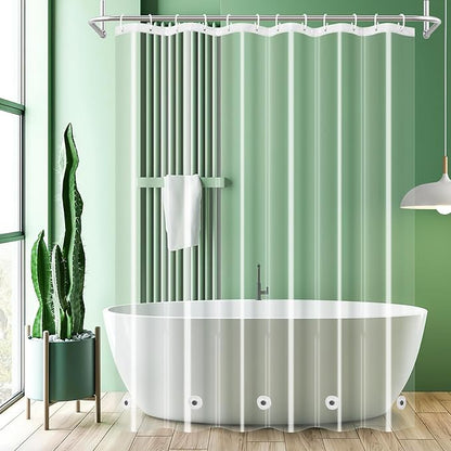 UFRIDAY 90 inches Clear Long Shower Curtain Liner, Waterproof PEVA, Metal Grommets, Clear, Extra Long, Weighted Tall 72x90 inch Bathroom Shower Curtain Liners with 5 Weights