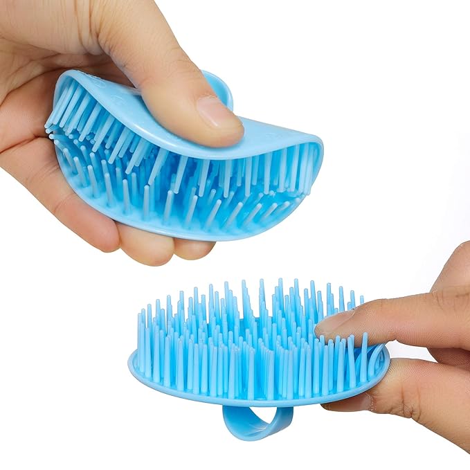 4Pack Hair Scalp Exfoliator Brush Dandruff Cleaning Brush, Flexible Scalp Massager, Shower Shampoo Brush for Home, Office, Travel and Pets