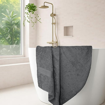 RIVERSIDE 100% Ring Spun Cotton Large Bath Towels Set of 4, 27 x 54 Inches – Quick Dry, Soft & Highly Absorbent Towels for Shower & Bathroom – Luxury 600 GSM Towels for Home, Spa, Gym, Hotel, Grey