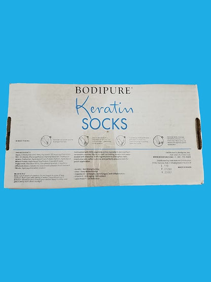 Bodipure All-In-1 Moisturizing Foot Mask | Keratin & Vitamin E Foot Mask for Dry Cracked Feet, Callus & Heel Softening | Easy-to-Use Pedicure Foot Repair | Chemical-free Feet Treatment | 50 Pairs
