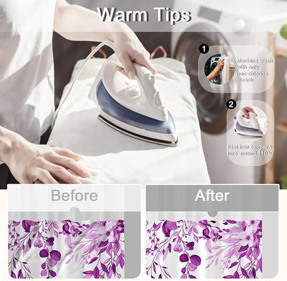 No Hook Shower Curtain and Liner Set, Purple Eucalyptus Floral Shower Curtains for Bathroom, Bath Curtain Sets with Snap in Liner, Waterproof with See Through Top Window, 71x77 Inches