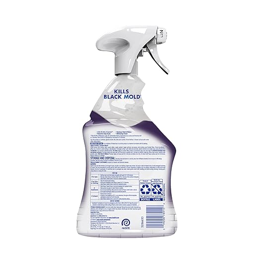 Lysol Mold & Mildew Remover Spray, Bathroom & Shower Cleaner, Disinfectant Spray, Stain Remover with Bleach, Tough on Black Mold, Multipurpose Cleaner for Home and Kitchen, 32oz (Pack of 4)