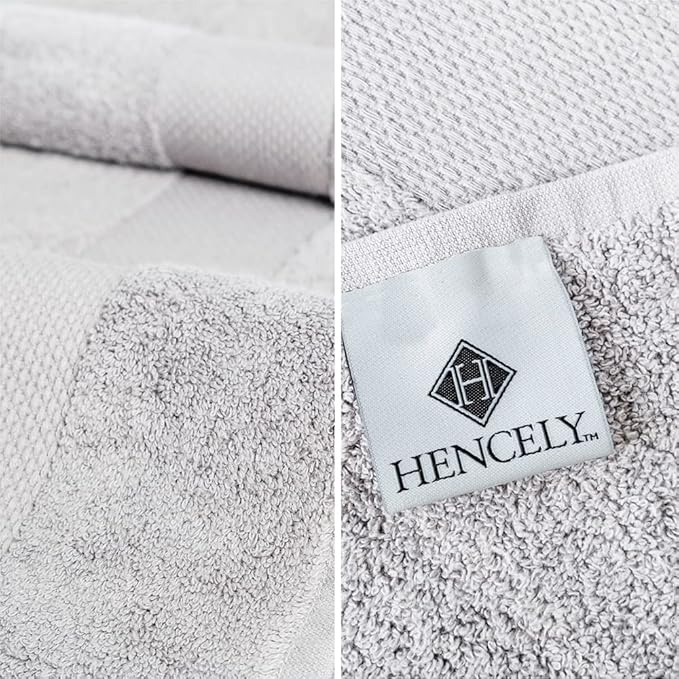 Hencely 18-Piece Bath Towel Set - High Absorbency, Quick Drying - 100% Soft Turkish Cotton - 6 Bath Towels, 6 Hand Towels, 6 Washcloths - Bathroom, Home, Hotel, Spa, and Gym - 18-Pack Silver