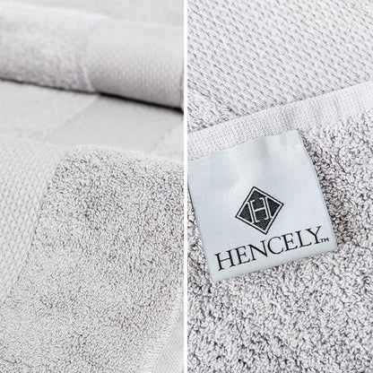 Hencely 18-Piece Bath Towel Set - High Absorbency, Quick Drying - 100% Soft Turkish Cotton - 6 Bath Towels, 6 Hand Towels, 6 Washcloths - Bathroom, Home, Hotel, Spa, and Gym - 18-Pack Silver