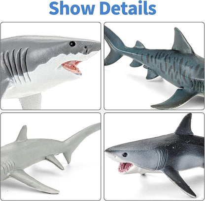 Shark Toys for Kids, 10PCS 5-8" Realistic Shark Figurines & 67PCS 20'' Large Sea Ocean Animals Jigsaw Puzzles Toys for Kids Ages 4-6, Birthday Party Favors & Gifts for Toddlers Boys Girls