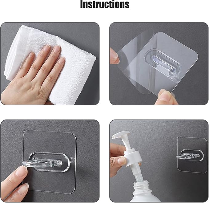 Adhesive Shower Gel Bottle Rack,Shampoo Dispenser Holder,Bath Lotion Hook,Liquid Soap Hanger,Multipurpose Bathroom Toilet Kitchen Wall Mounted Stand Device,No Drilling,Strong and Transparent(6pcs)