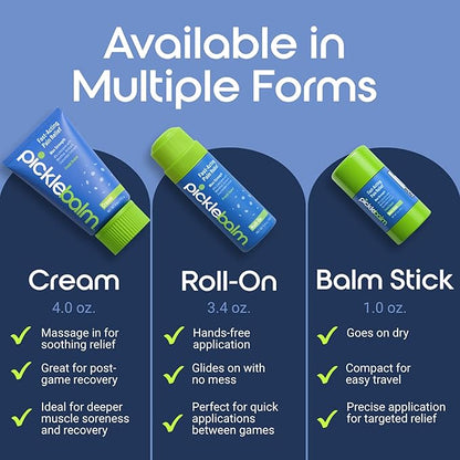 PickleBalm Pickleball In-Game Muscle Pain Relief Balm Stick with 4% Lidocaine, Arnica, Menthol, Cucumber Seed Extract for Shoulders, Knees, Wrists, and More, 1oz Stick
