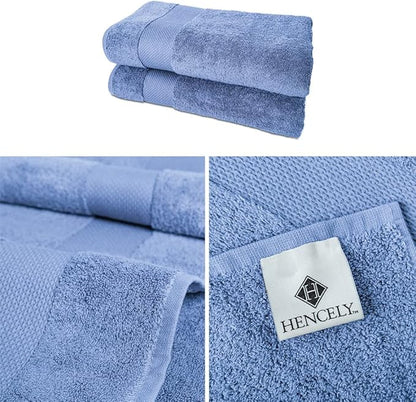 Hencely Bath Sheet Set of 2 - (35x64 Inches) - Luxury Extra Large Oversized Towels, 100% Cotton - Quick Dry, Highly Absorbent, Super Soft - Ideal for Spa, Hotel, Bathroom - (Bath Sheets 2 Pack, Blue)
