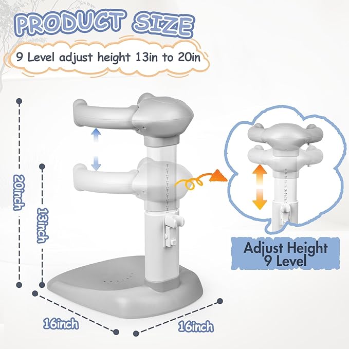 Adjustable Baby Bath Stand with Anti-Slip Base, Sturdy Baby Stand Up Shower, Huggable Bear Stand Bath Support for Babies 6 Months & up, Easy to Install | Anti-Pinch & Dumping, Mothers Hands-Free