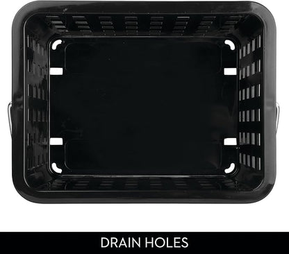 iDesign Stackable Shower Basket with Handle for Dorm or Bathroom - Set of 3 - Black - Made in USA