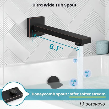 gotonovo Shower System with Tub Spout Wall Mounted Rain Shower Head and Handle Combo Shower Faucet Set with Valve, 12 Inch, Oil Rubbed Bronze