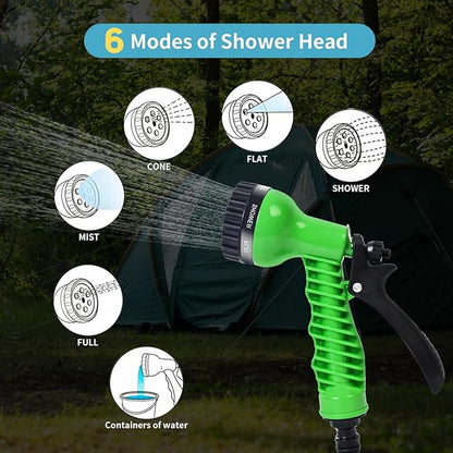 Portable Shower Blue 5L with 7 Spray Modes, Hand Press with Removable Hose and Shower Head