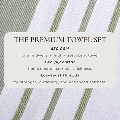 Decorative Oversized Bath Sheet Set - Luxury Cotton 2 Pack 68x35 Extra Large Towels - Luxurious, Ultra-Soft, Durable Towels for Bathroom Decor (Desert Sage Green/Moss Green)