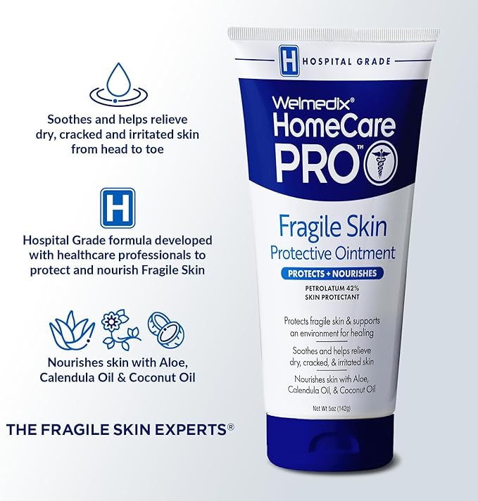 Welmedix Fragile Skin Protective Ointment | Hospital Grade Healing Ointment, Barrier Cream & Skin Protectant w/Calendula for Treatment of Eczema, Psoriasis, Dermatitis, Bed Sores, Chafing (Pack of 5)