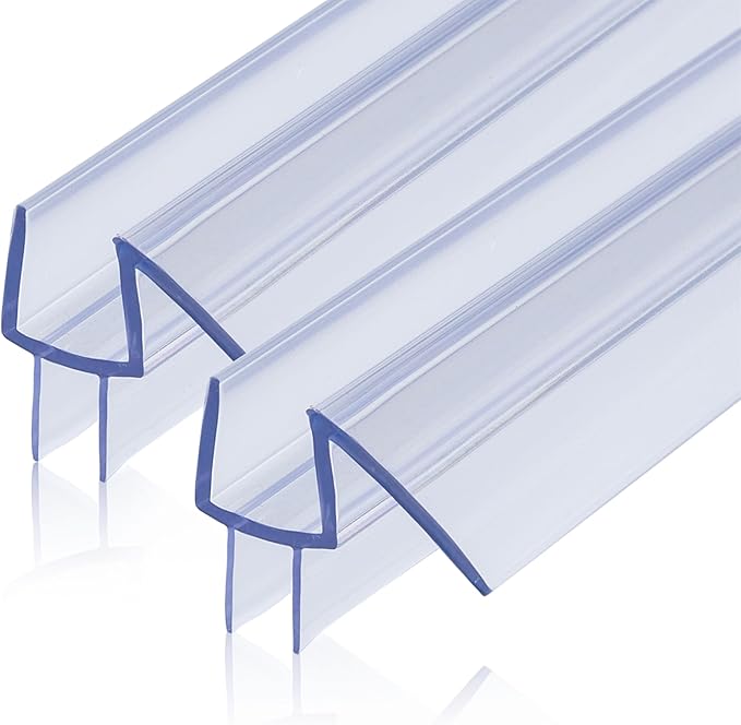 2-Pack ShowerDoor Bottom Seal 3/8" x 39" Polycarbonate Frameless Ultra Clear Shower Door Seal Strip for Glass Doors Stop Leaks and Create a Water Barrier Replacement Shower Cubicle