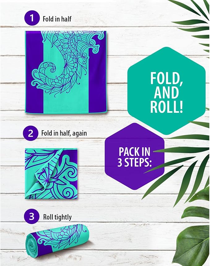 VENTURE 4TH Microfiber Beach Towel: Quick-Dry, Compact, Sand-Free, Absorbent, Sandproof and Lightweight - Perfect for Camping, Beach, and Roadtrips (Mandala Seahorse Design | 35x78 inches)