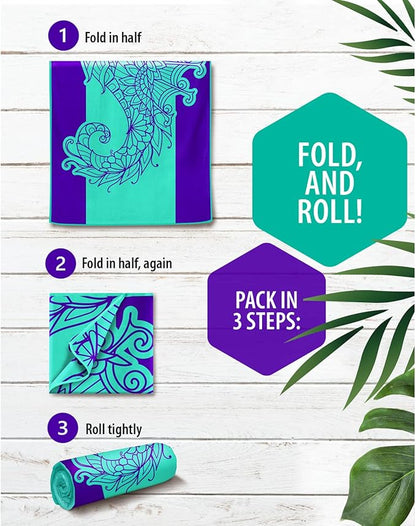 VENTURE 4TH Microfiber Beach Towel: Quick-Dry, Compact, Sand-Free, Absorbent, Sandproof and Lightweight - Perfect for Camping, Beach, and Roadtrips (Mandala Seahorse Design | 35x78 inches)