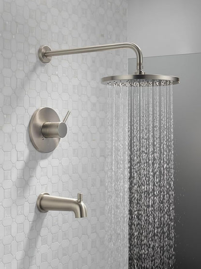 Delta Faucet Modern Raincan Round Single-Function Tub and Shower Trim Kit Brushed Nickel, Tub Faucet Set, Rainfall Shower Head, Spotshield Stainless T14469-SP-PP (Valve Not Included)