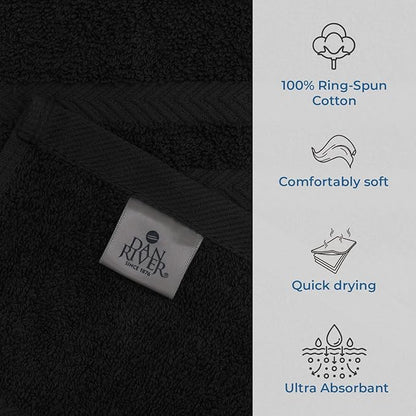DAN RIVER 2 Pack Luxury Bath Sheets 35x70, 600 GSM, Soft & Quick Dry 100% Ring Spun Cotton Towels Ideal for Hotels, Spas, Gyms & Salons Extra Large, Black