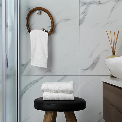 Tens Towels Pack of 6 Hand Towels, 100% Cotton, Lighter Weight, Quick to Dry, 16 x 28 Inches, Super Soft & Absorbent, Perfect for Bathroom & Kitchen, White