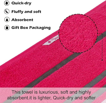 CASA COPENHAGEN Exotic 6 Pieces Towel Set- Pink, 525 GSM 2 Bath Towel 2 Hand Towel 2 Washcloth, Designed in Denmark Made of Soft Egyptian Cotton for Bathroom, Kitchen & Shower