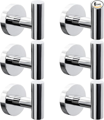 Kruodop Towel Hooks for Bathroom,6 Packs Wall Mount Towel Holder,Black Matte Wall Robe Hook,Stainless Steel Heavy Duty Door Hanger Towel Hook for Kitchen, Bedroom,Hotel,Pool,Coats
