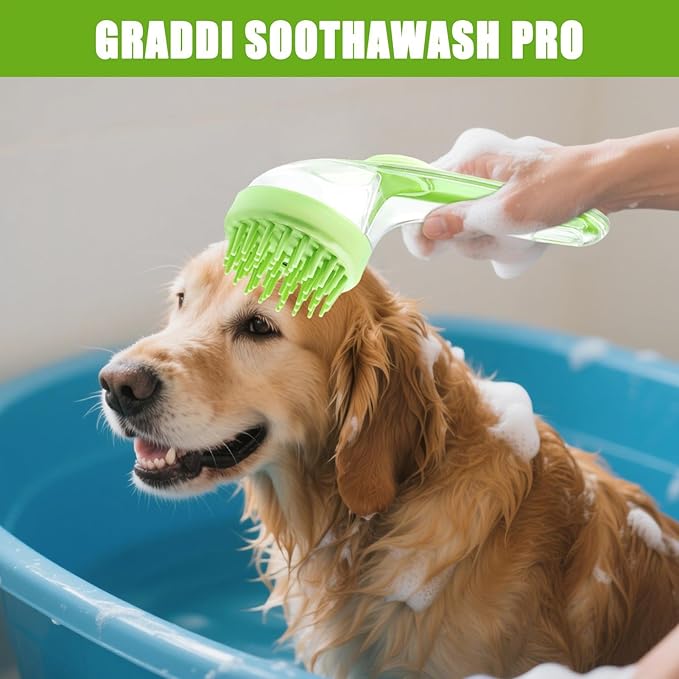Pet Bathing Brush – Gentle Dog And Cat Scrubber With Integrated Soap Dispenser, Massage Cleansing Tool | Perfect For Puppies Kittens Cats, Home Use, Travel, Pool And Beach Bathing, Grooming Sessions