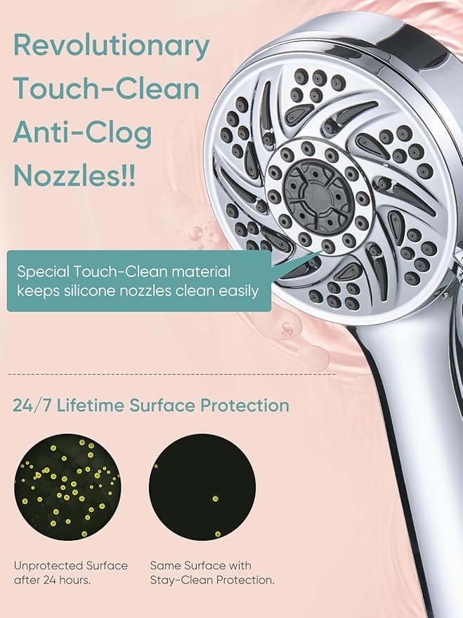 Cobbe High Pressure 3-Way Shower Head Combo, Hand Held Shower & Rain Shower Separately or Together, Dual 2 in 1 Showerhead with Stainless Steel Hose - Chrome