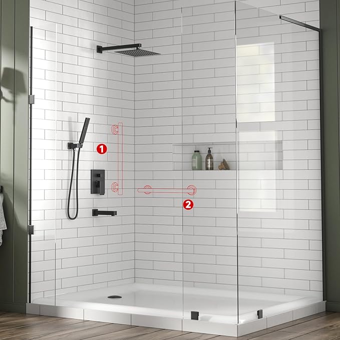 Lava Odoro Shower Grab Bar, Modern Stainless Steel Handicap Grab Bar for Bathtubs and Showers, Shower Safety Bar for Seniors Disabled, ADA-Compliant (Matte Black, 12 Inch)