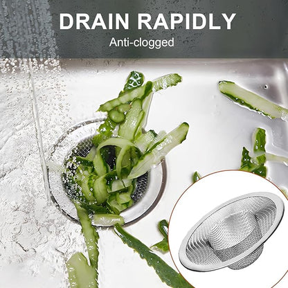 2pcs Heavy Duty Stainless Steel Slop Basket Filter Trap, 2.75" Top / 1" Mesh Metal Sink Strainer, Perfect for Kitchen Sink/Bathroom Bathtub Wash Basin Floor Shower Drain Balcony Drain Hole, Utility